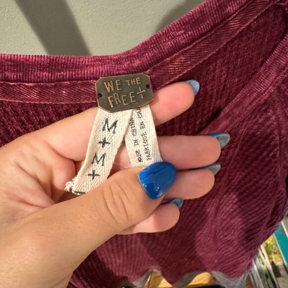 Free People Red Waffle-Knit Sweater - Picture 3 of 4